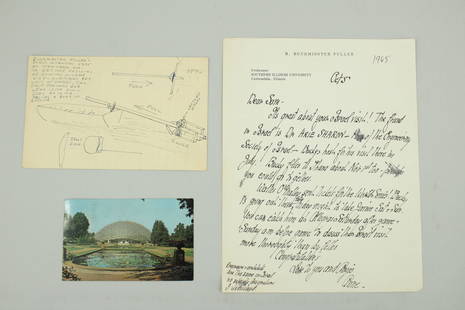 Buckminster Fuller Ephemera: Buckminster Fuller Ephemera. Israel interest. Including a sketch by Fuller.