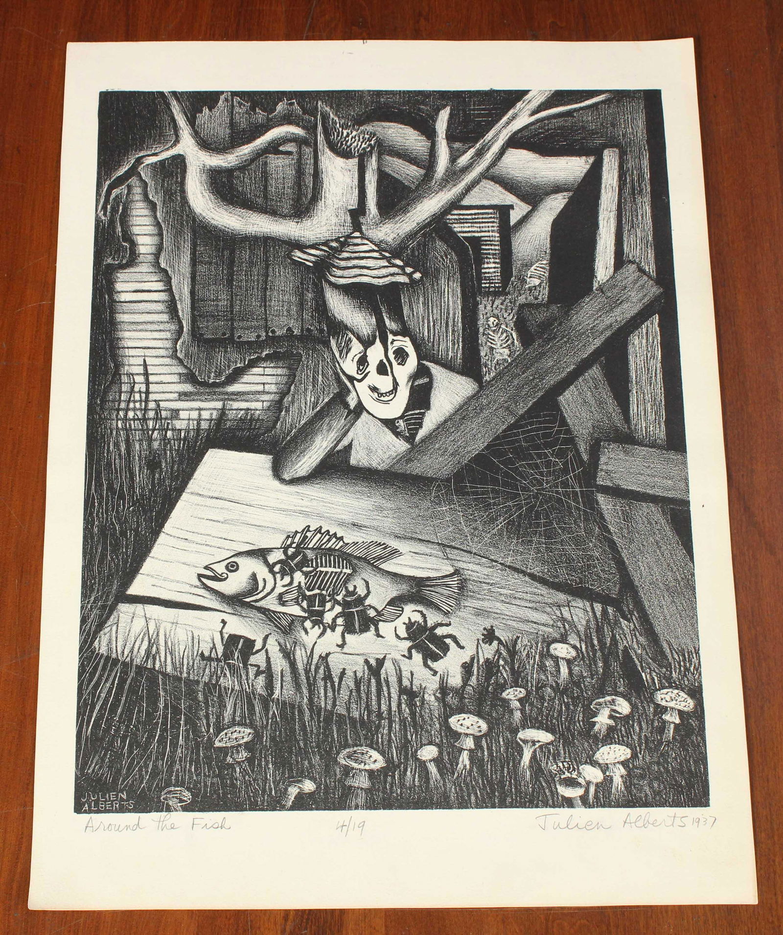 Julien Alberts. Around the Fish Lithograph (1 of 5)