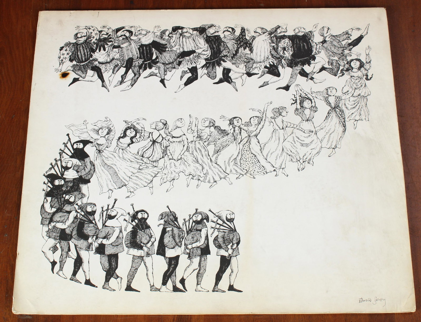 12 Lords a Leaping Signed by Edward Gorey: 12 Lords a Leaping Signed by Edward GoreyMounted on foam core. Signed LRC. Size; 17.5" x 20"