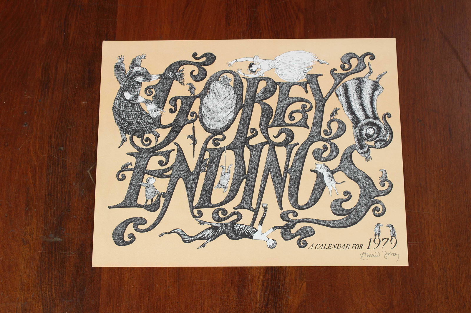 Signed Edward Gorey 1979 Calendar Frontispiece (1 of 5)