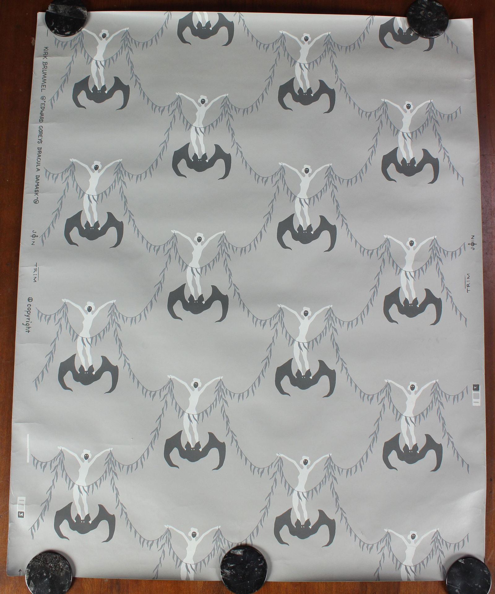 Edward Gorey Licensed Dracula's Damask Wallpaper (1 of 6)