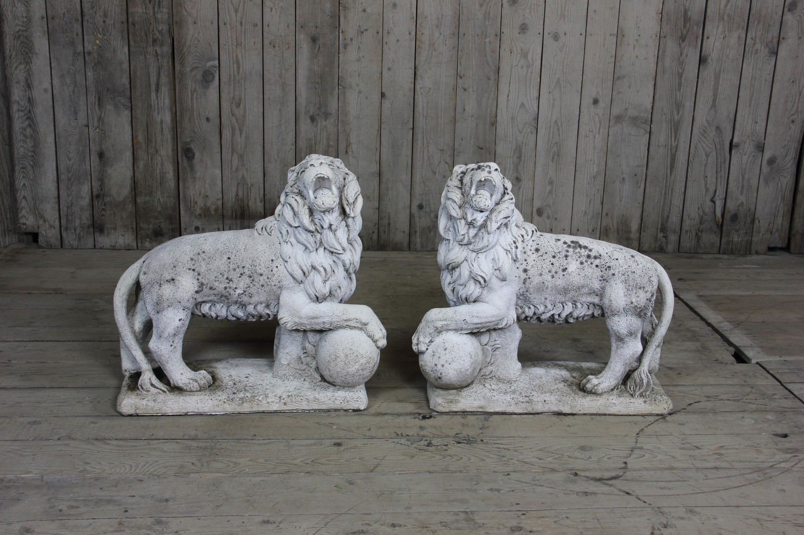 Pair of Cast Stone Garden Lions (1 of 3)
