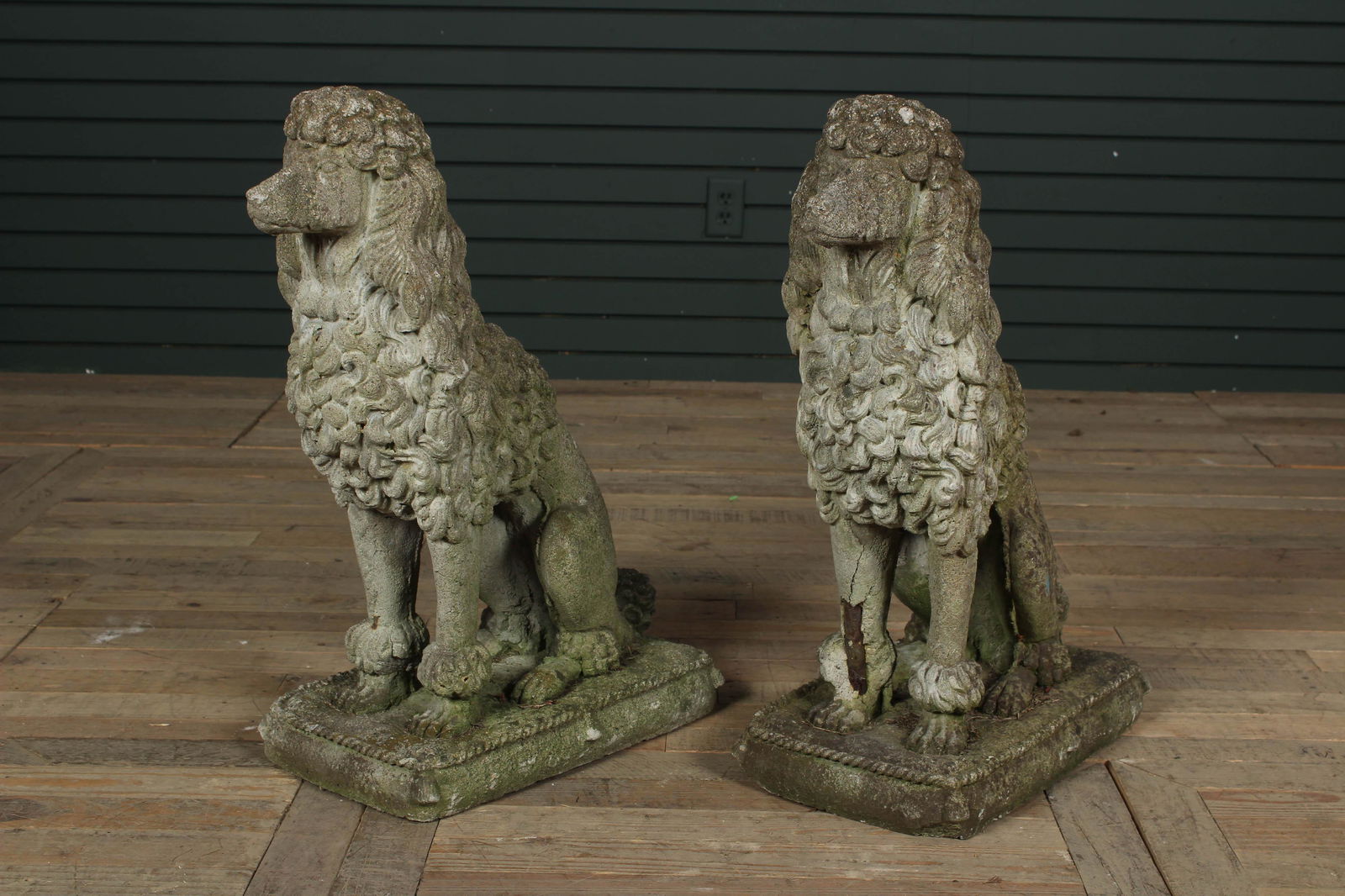 Pair Vintage Cast Stone Poodles (1 of 13)