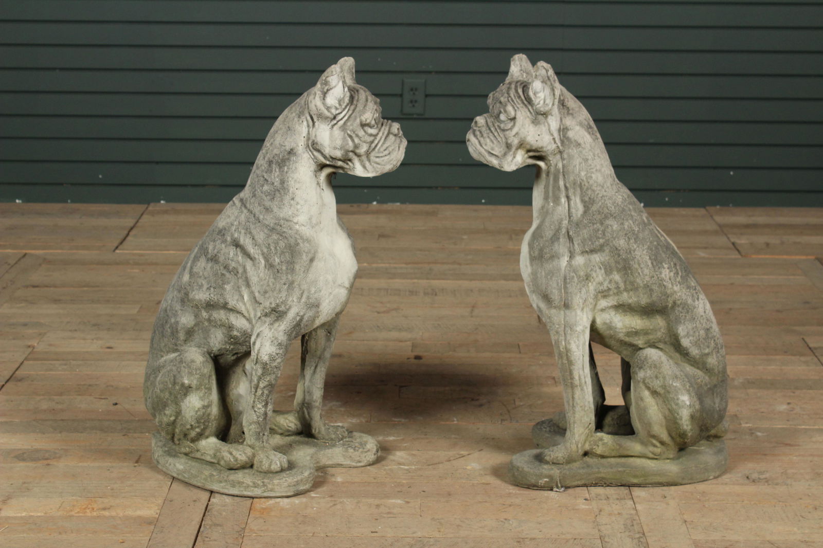 Pair of Figural Cast Stone Boxers (1 of 8)