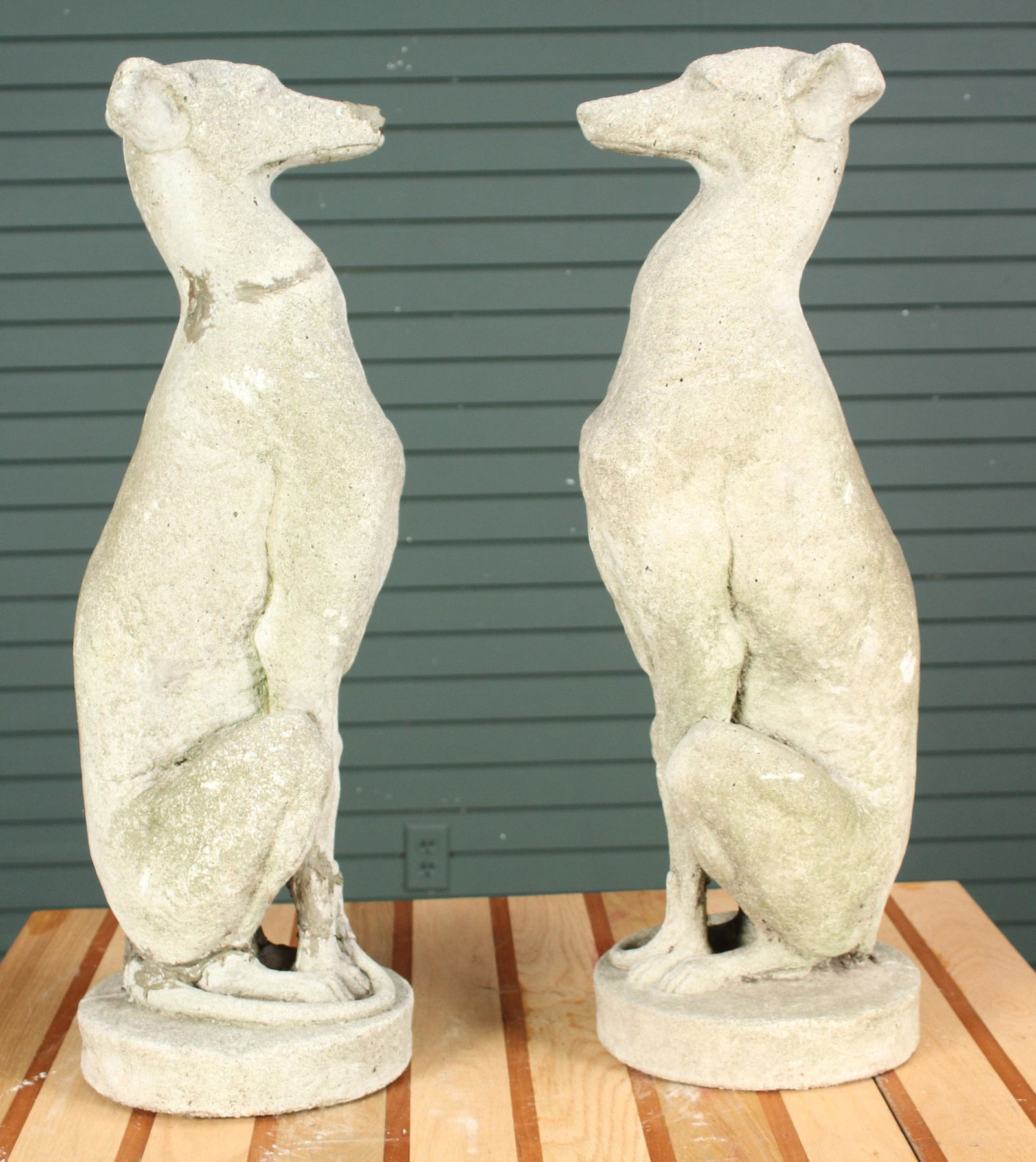 Pair of Figural Cast Stone Whippets (1 of 12)