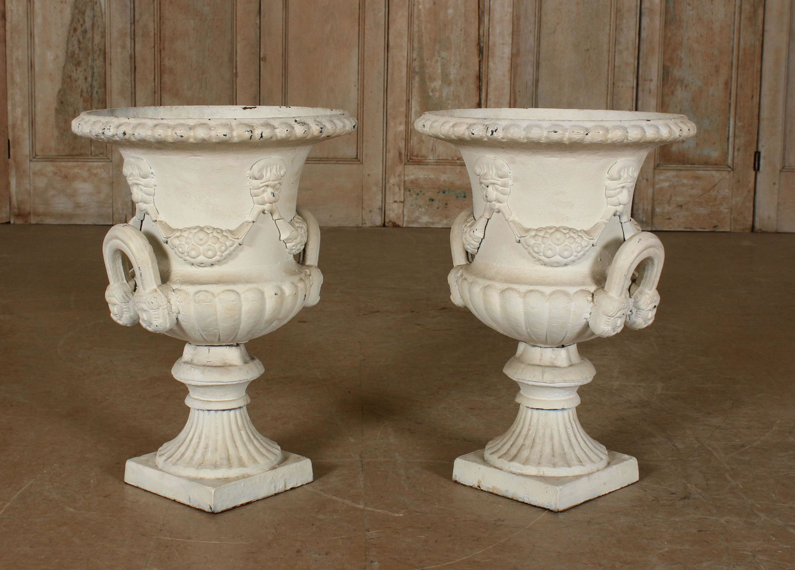 Pair Cast Iron Bale Handled Garden Urns (1 of 6)