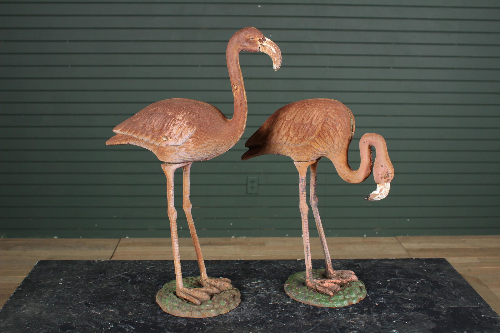 Pair Figural Cast Iron Flamingoes (1 of 6)