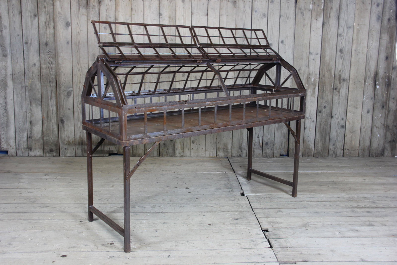 Wrought Iron Greenhouse or Wardian Case: Wrought Iron Greenhouse or Wardian Case. Size: 53" H x 73" W x 27" D. ***Please Note: Item to be shipped out of High Point, North Carolina.
