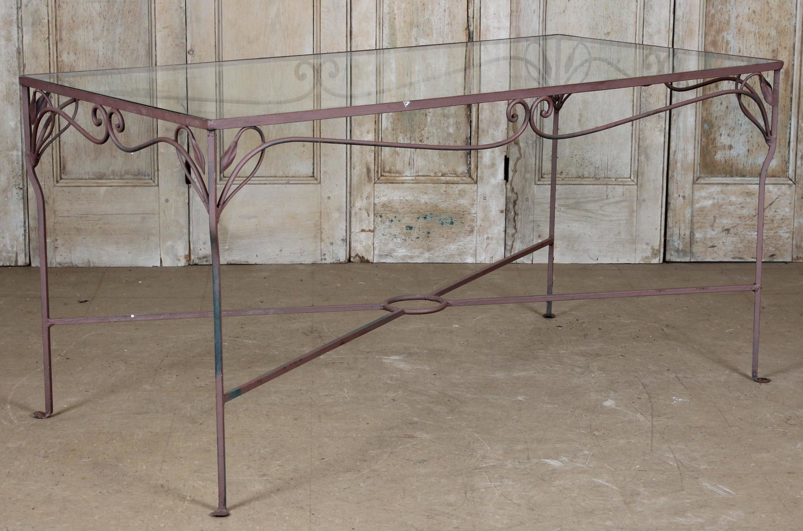 Wrought Iron Penny Foot  Glass Top Dining Table (1 of 5)