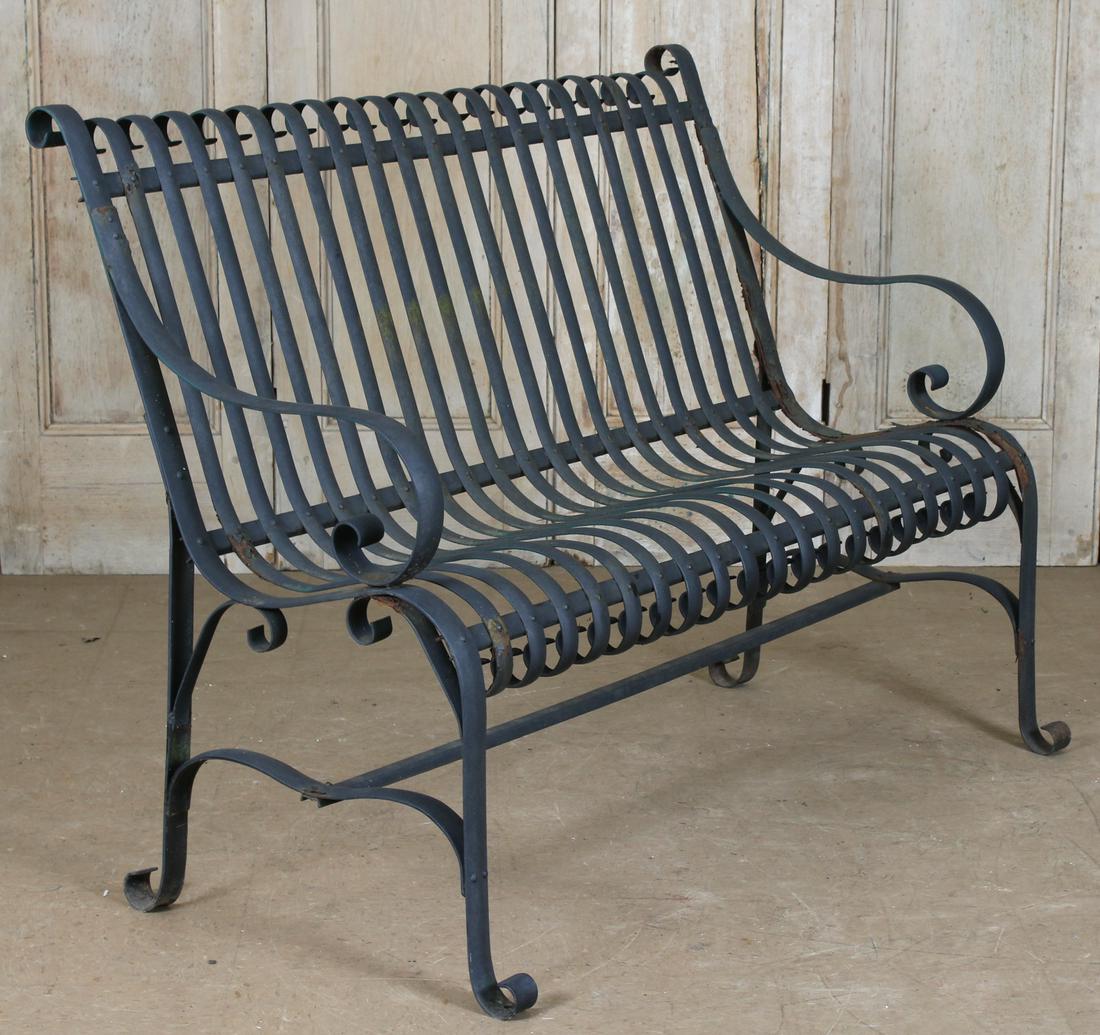 Antique Strap Work Wrought Iron Bench (1 of 4)