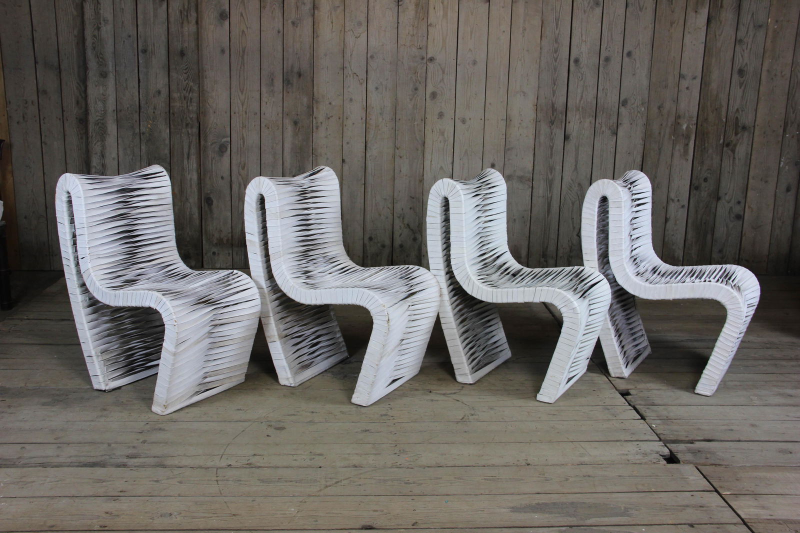 Lot of 4 Leather Strap Wrapped Chairs (1 of 6)