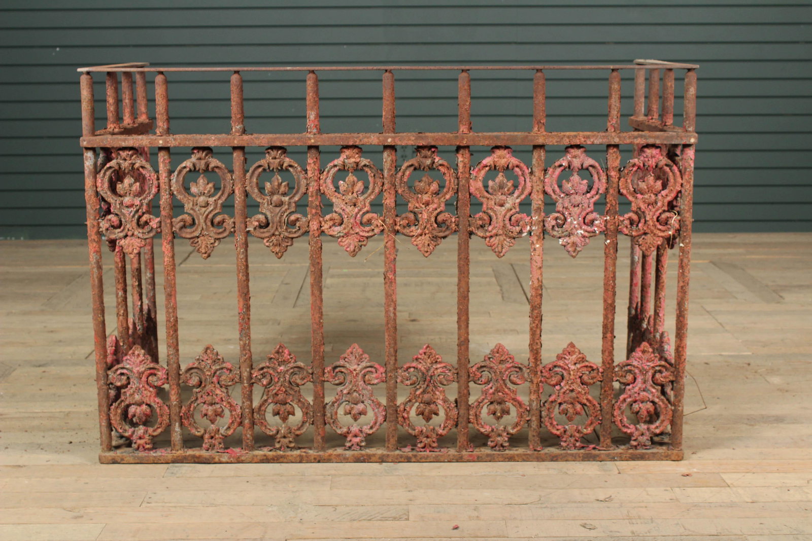 Architectural Iron Balcony Railing: Architectural Cast and Wrought Iron Balcony Railing. Size: 31.75"H x 47.5"W x 19"D