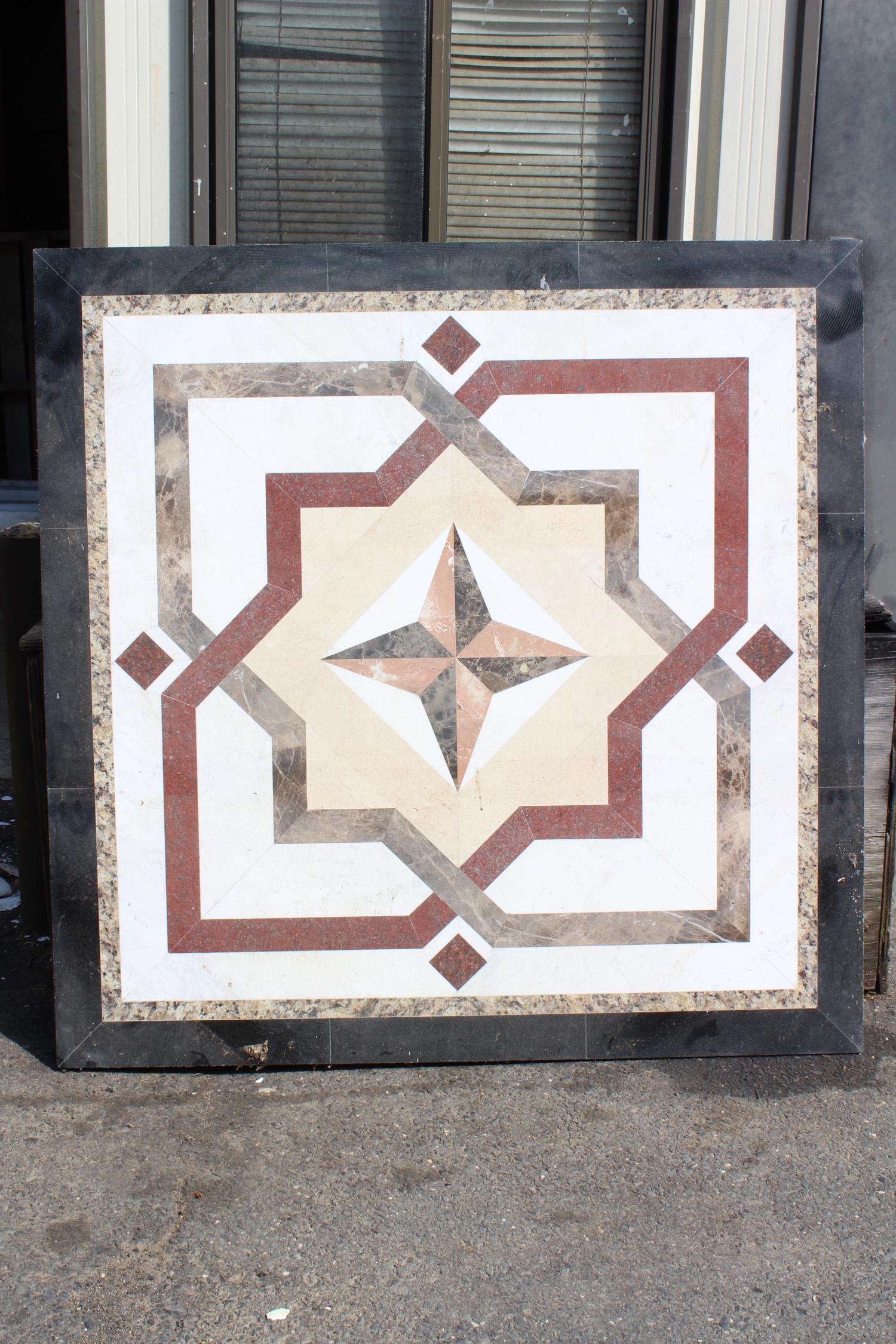 Architectural Compass Theme Inlaid Marble Tile (1 of 3)
