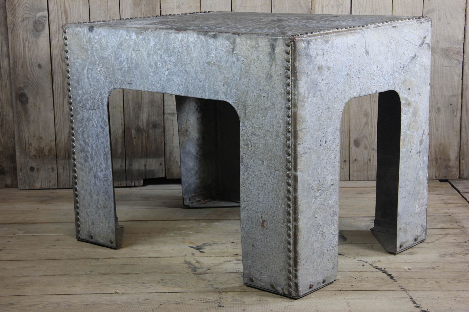 Industrial Riveted Zinc Island Height Table (1 of 5)