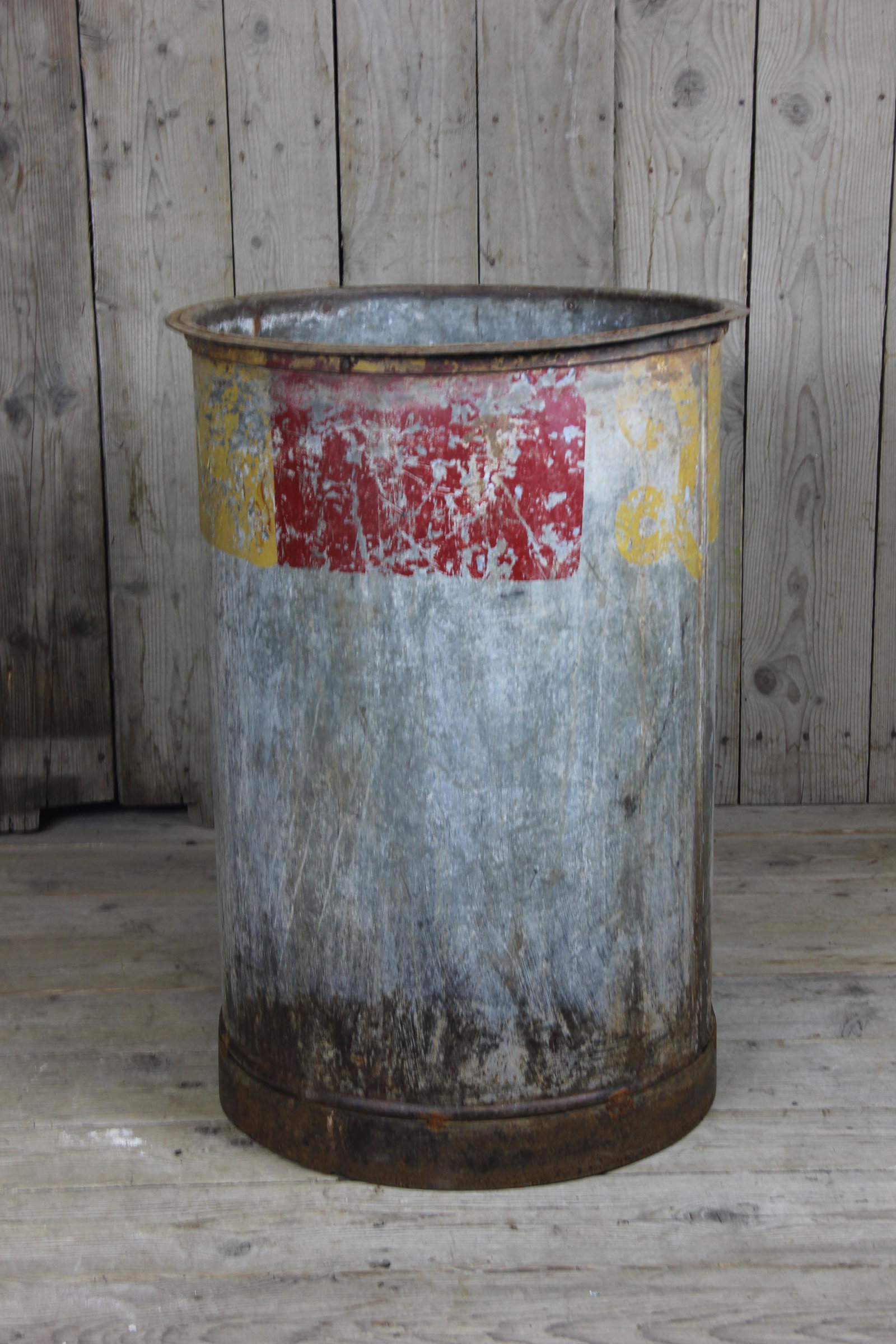 Industrial Metal Barrel: Industrial Metal Barrel. Size: 35" H x 24" Diameter ***Please Note: Item to be shipped out of High Point, North Carolina.
