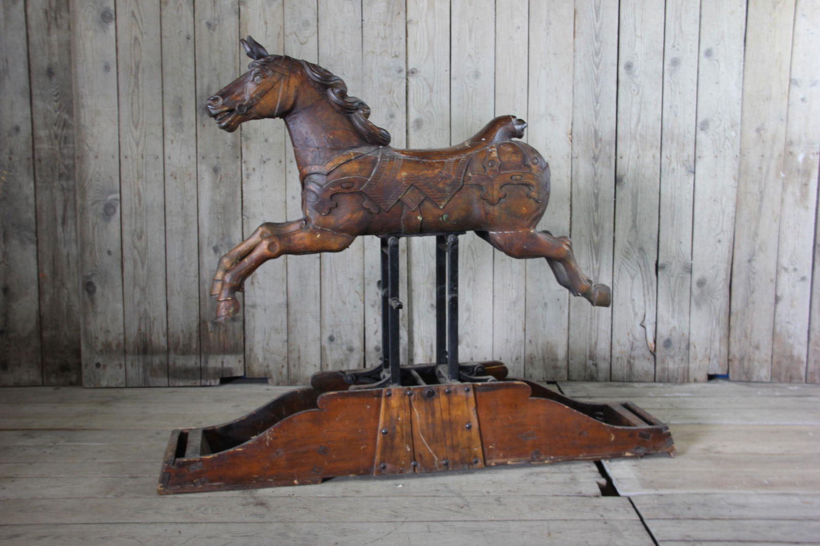 Carved Wood Carousel Jumping Horse (1 of 6)