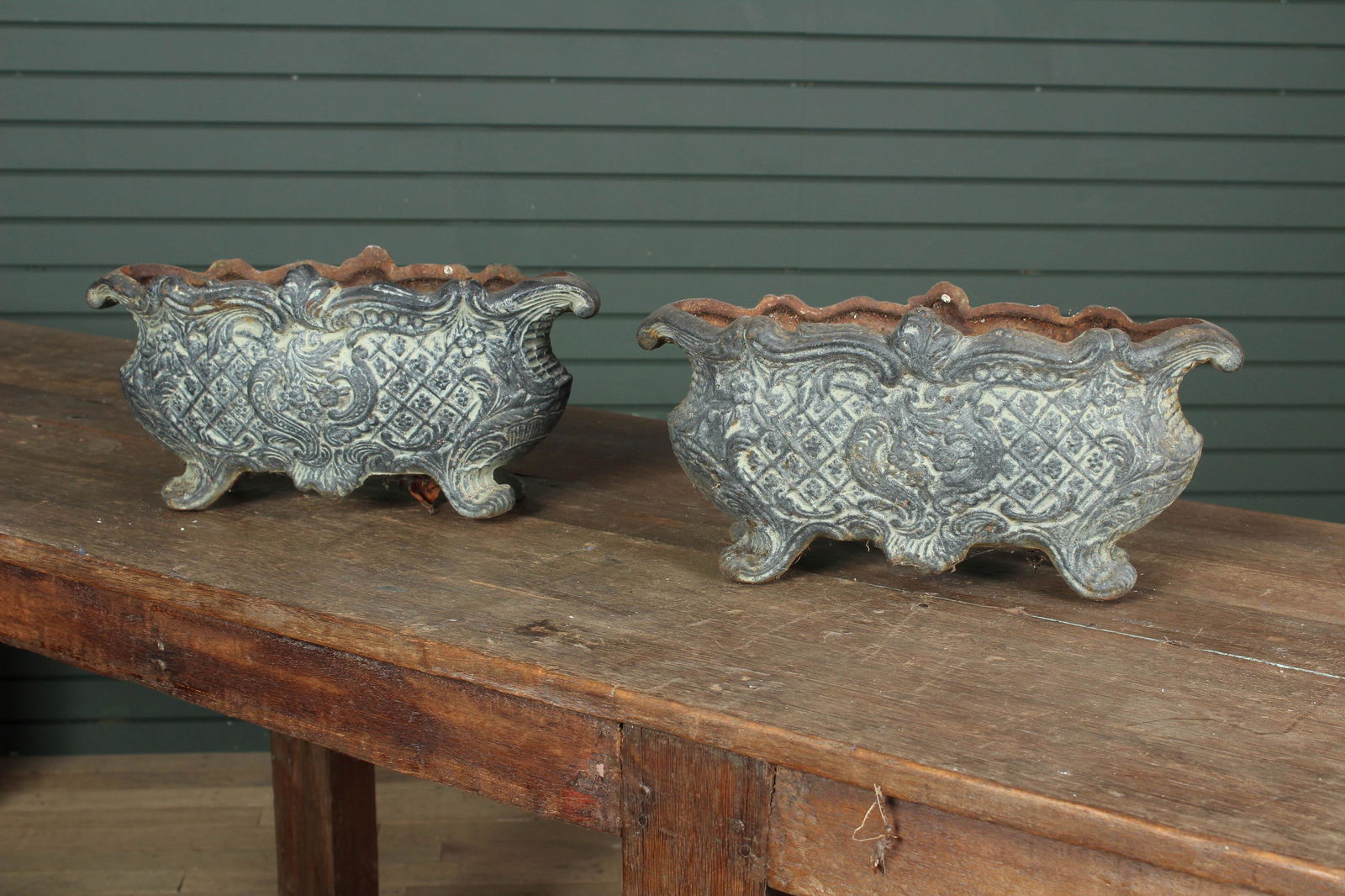 Pair Cast Iron Footed Jardiniere Planters (1 of 6)