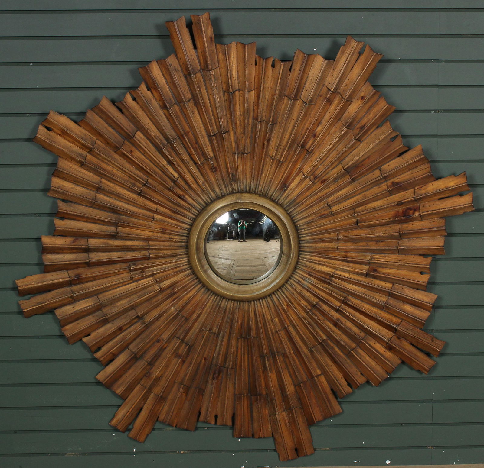 Pieced Wood Sunburst Convex Mirror (1 of 6)