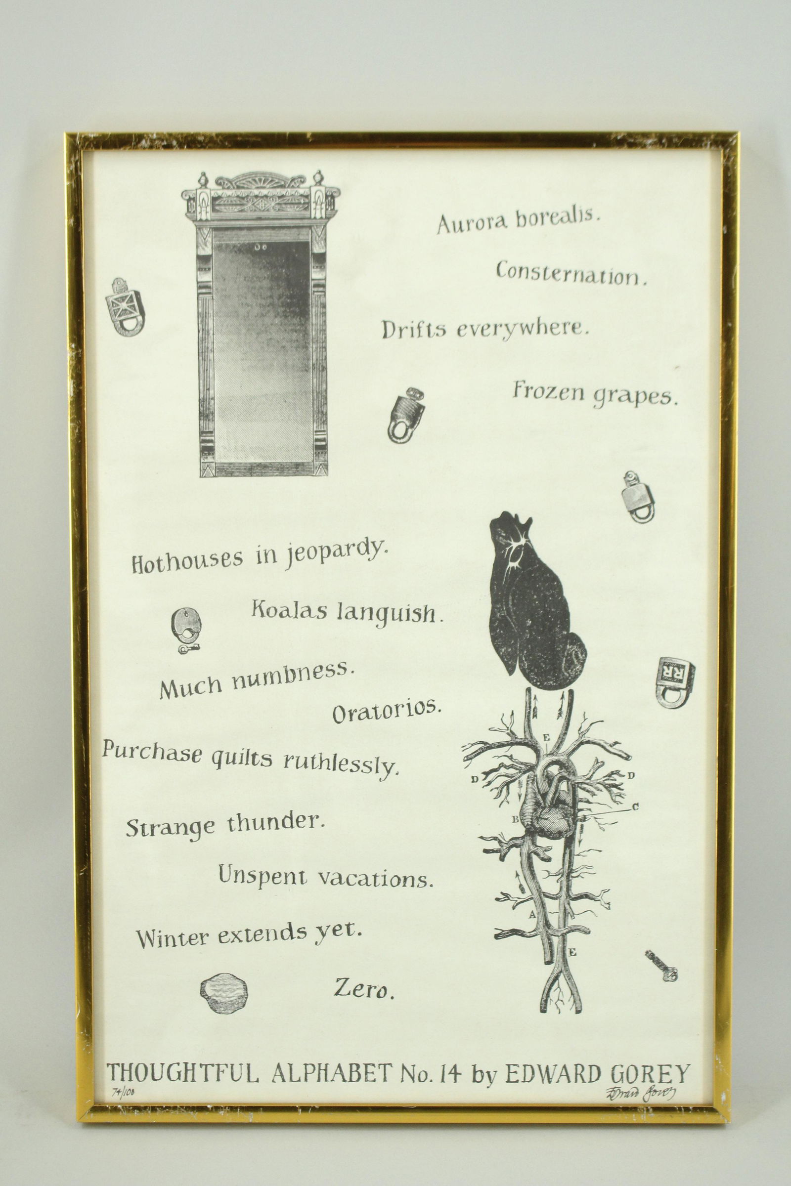 Gorey Signed & Numbered Thoughtful Alphabet No. 14 (1 of 7)