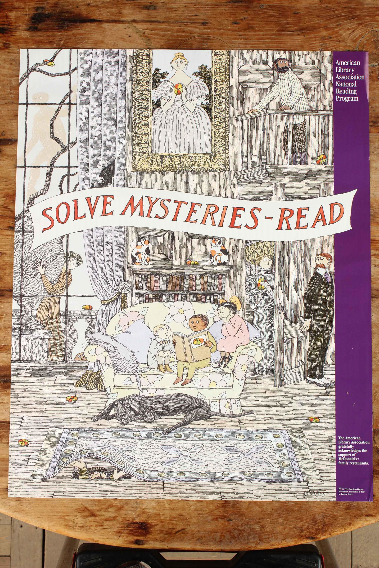 Solve Mysteries -Read Poster Illustrated by Gorey (1 of 5)