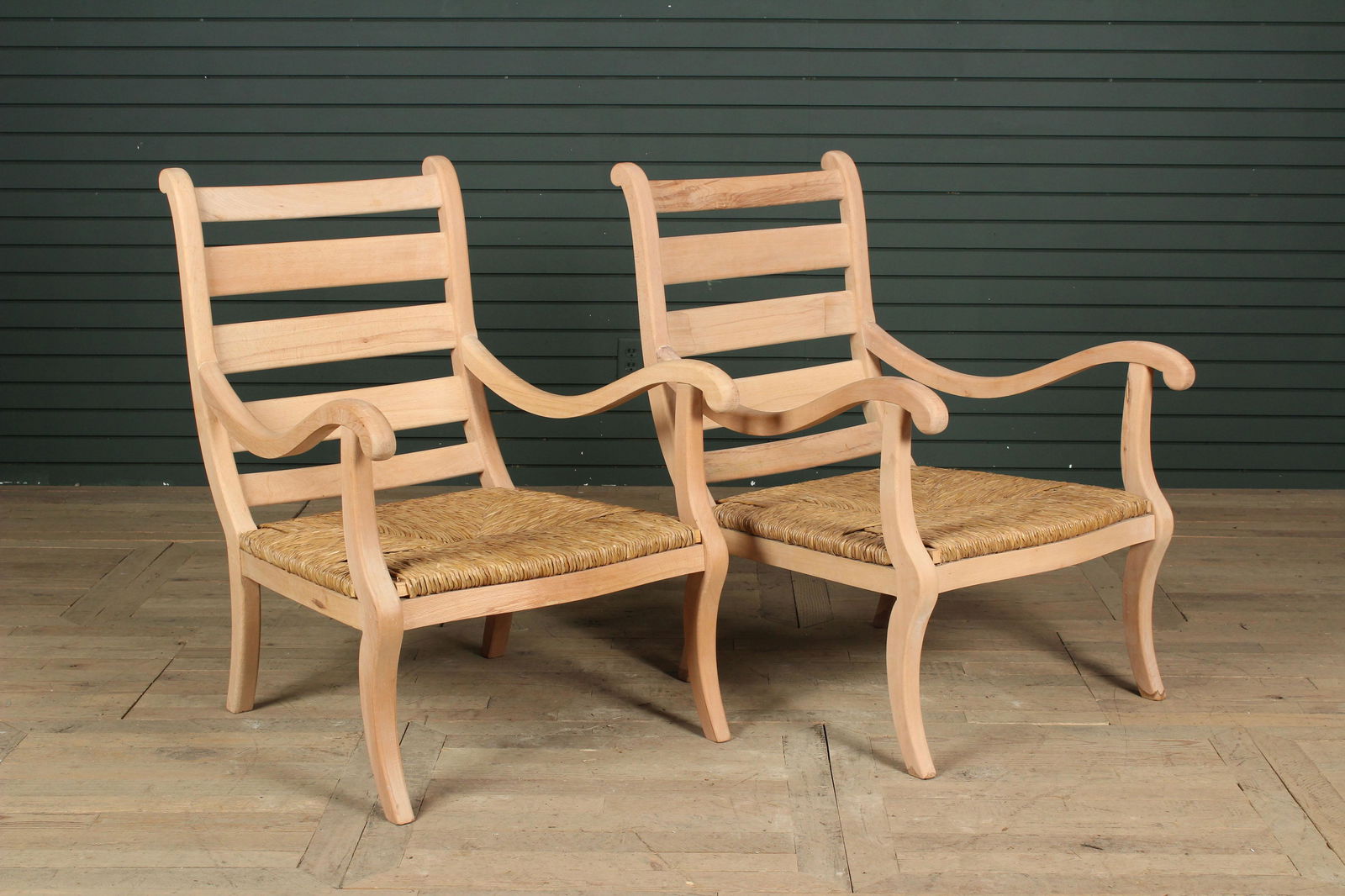 Pair Ladder Back Lolling  Armchairs (1 of 7)