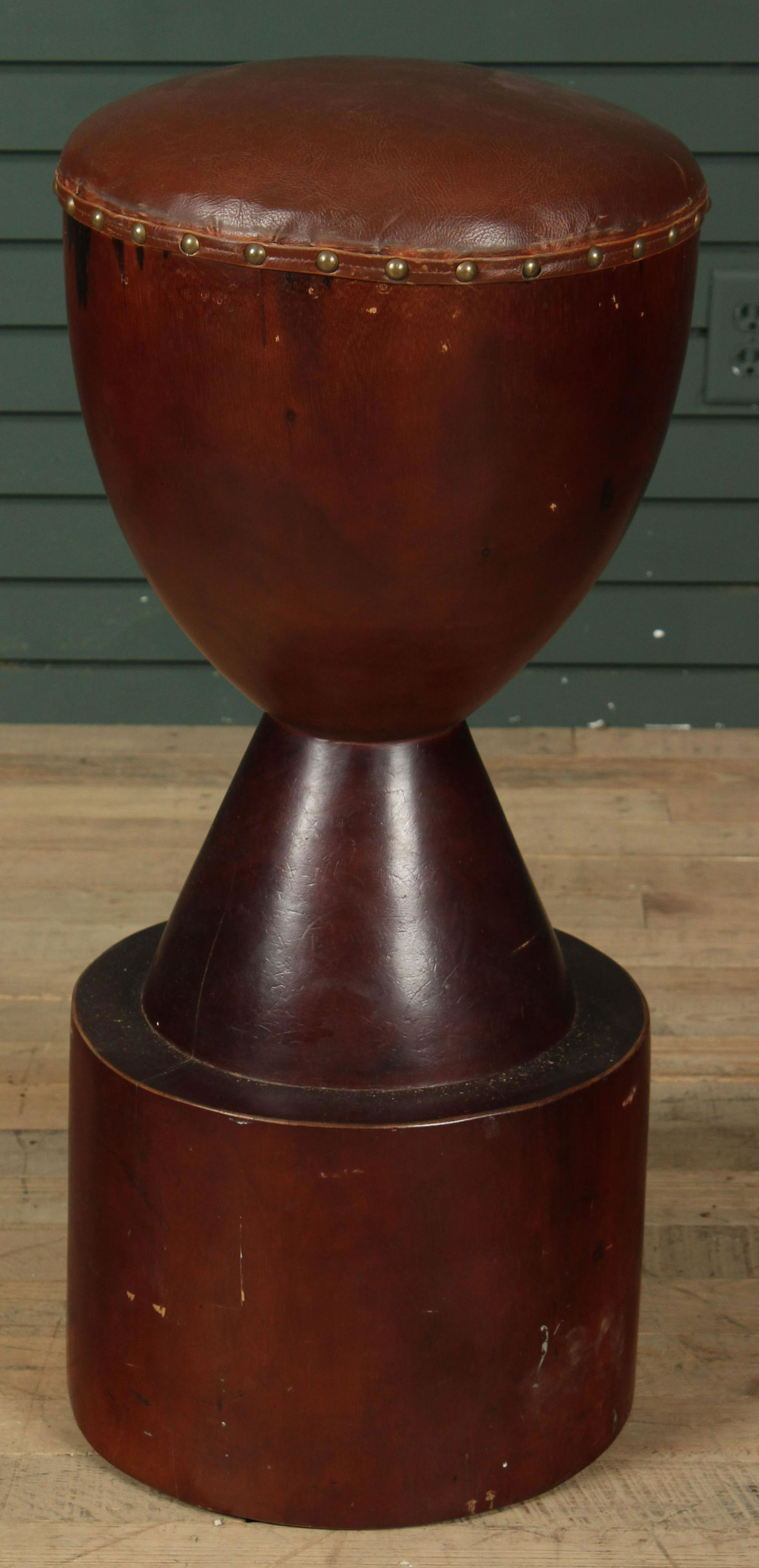 Leather Top Drum Form Stool (1 of 7)