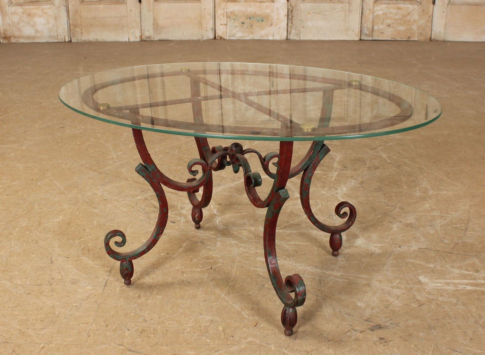 French Rene Prou Style Wrought Iron Side Table (1 of 4)