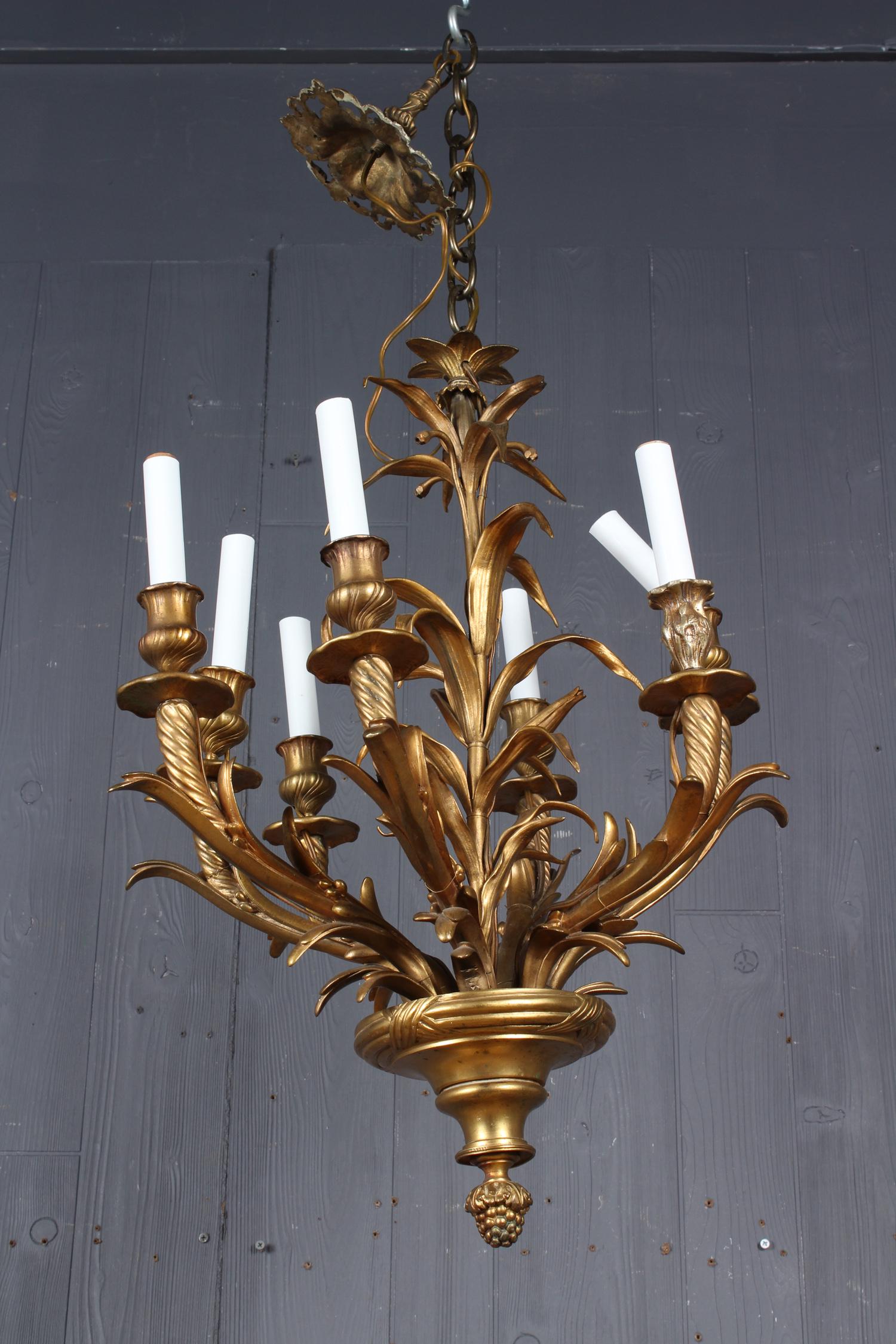 French Regency Style 7 Arm Gilt Bronze Chandelier (1 of 5)