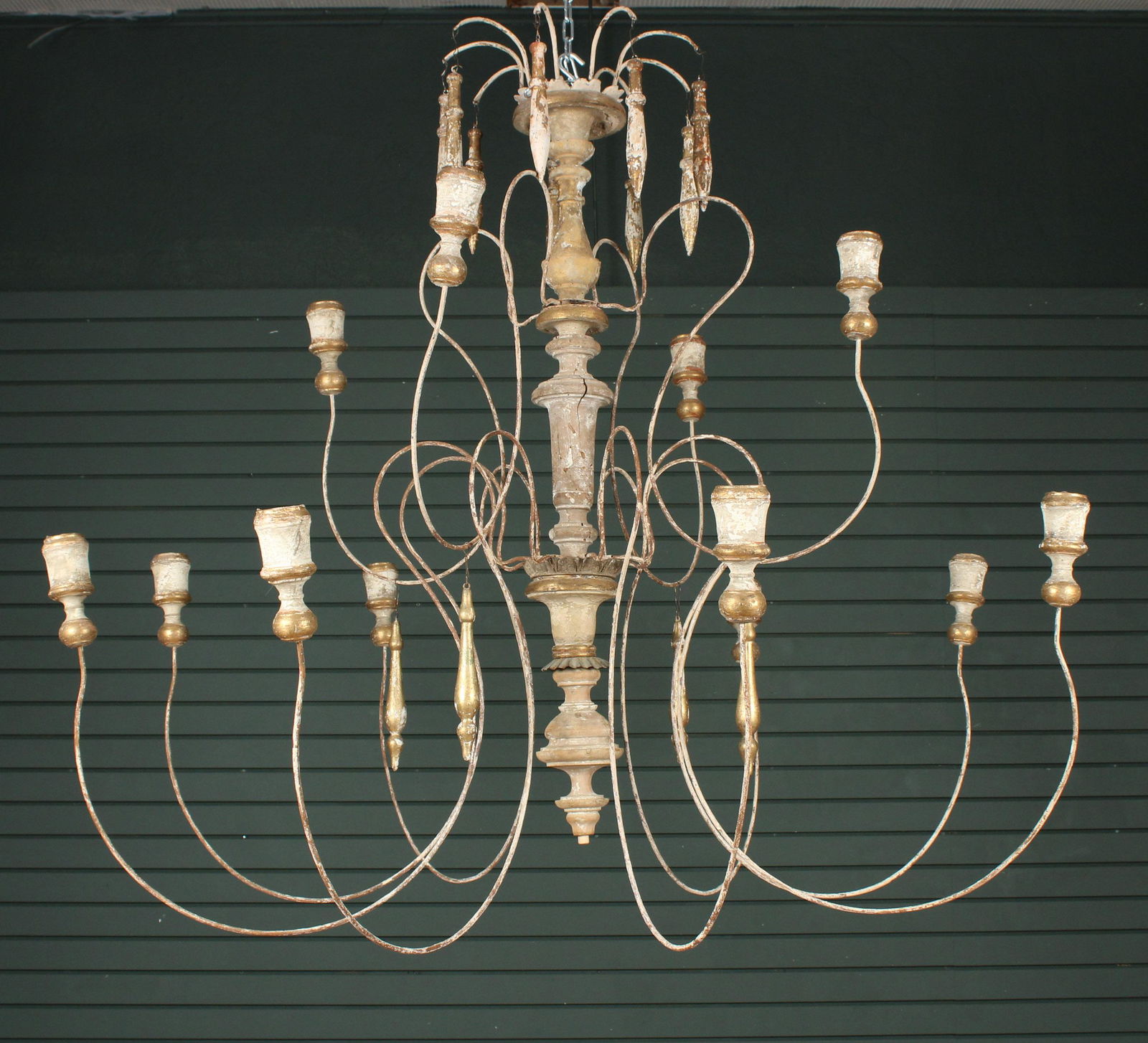 Continental Iron and Wood Chandelier (1 of 7)