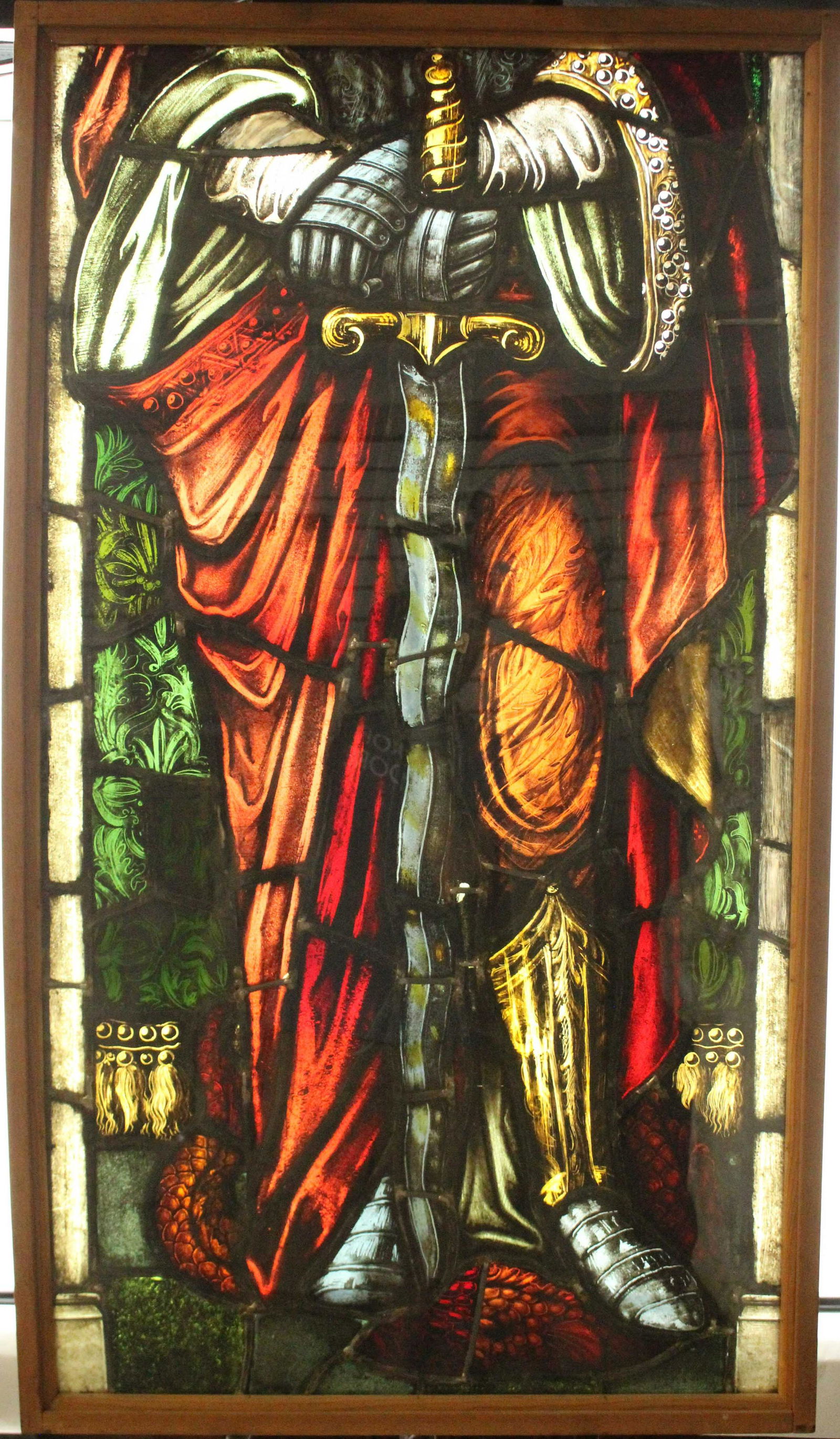 Knight Motif Painted Stained Glass Panel (1 of 5)