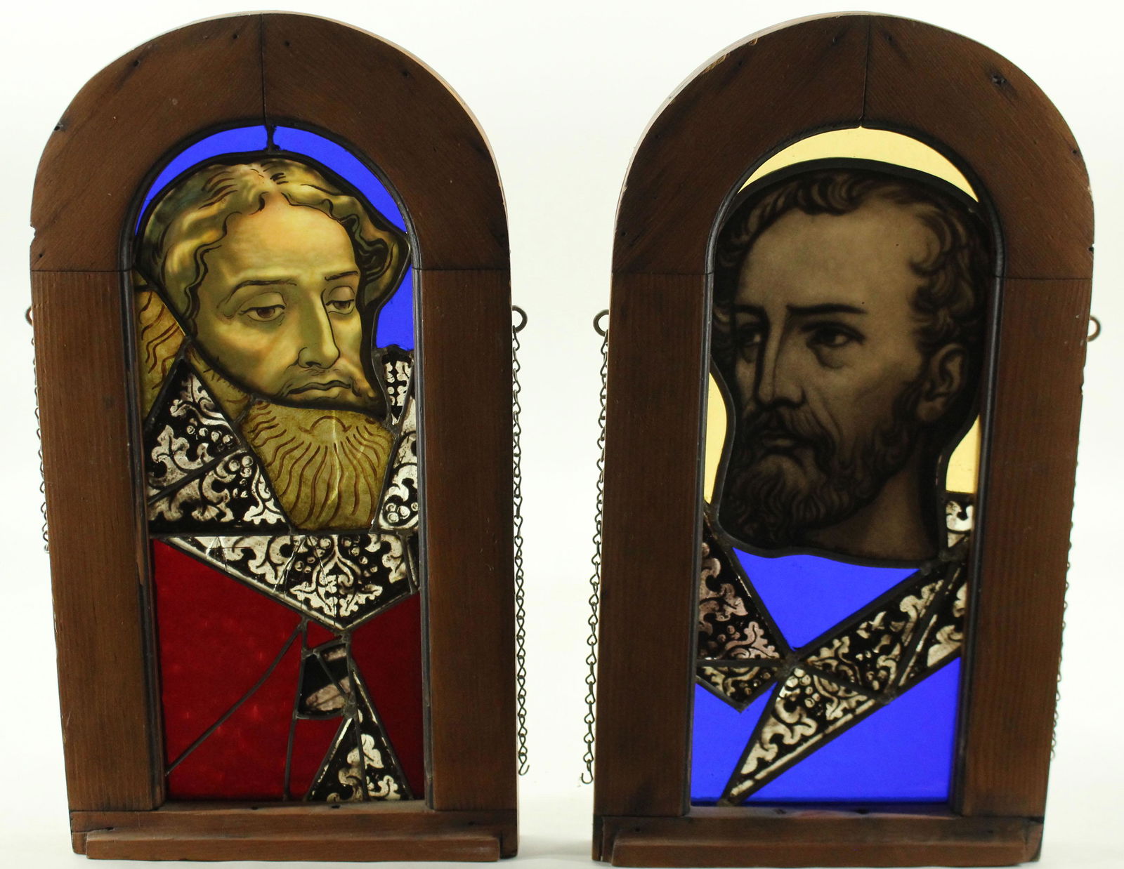 2 Painted Stained Glass Arch Framed Panels (1 of 6)