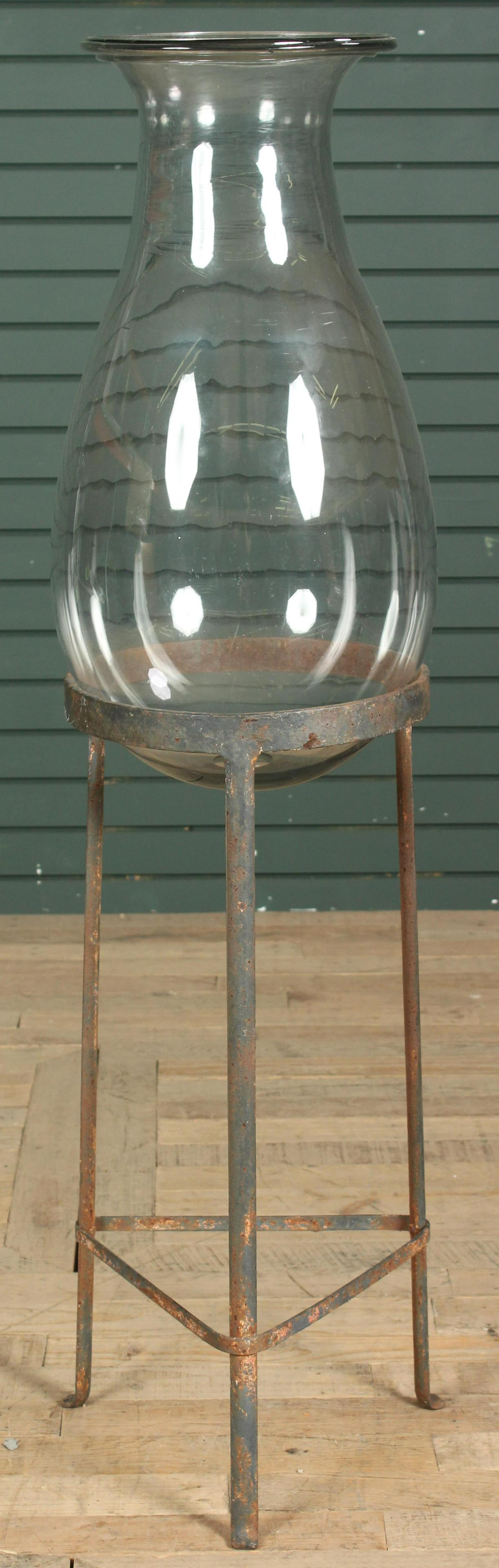 Decorative Blown Glass Vessel on Iron Stand (1 of 5)