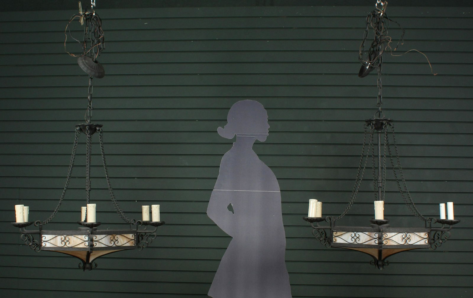 Pr of Wrought Iron and Glass Arts & Crafts Style (1 of 9)