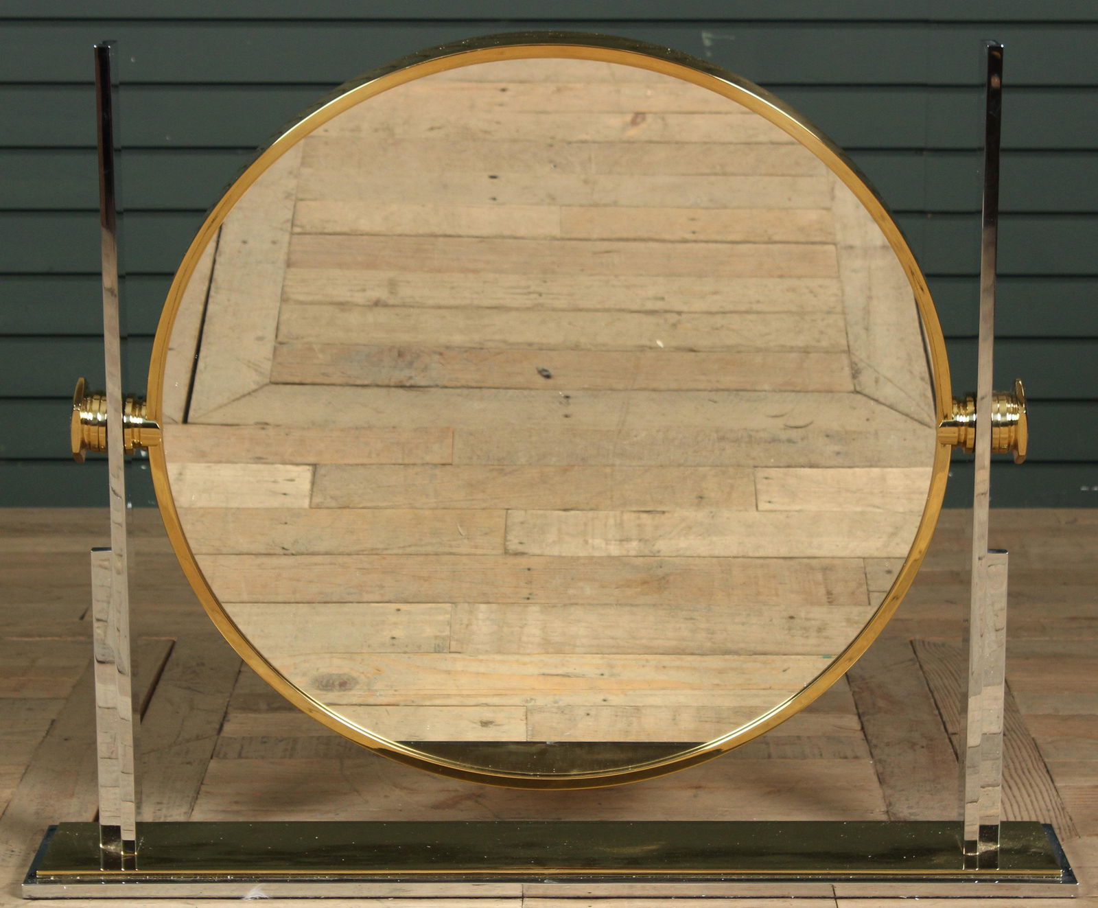 Karl Springer Chrome and Brass Vanity Mirror (1 of 6)