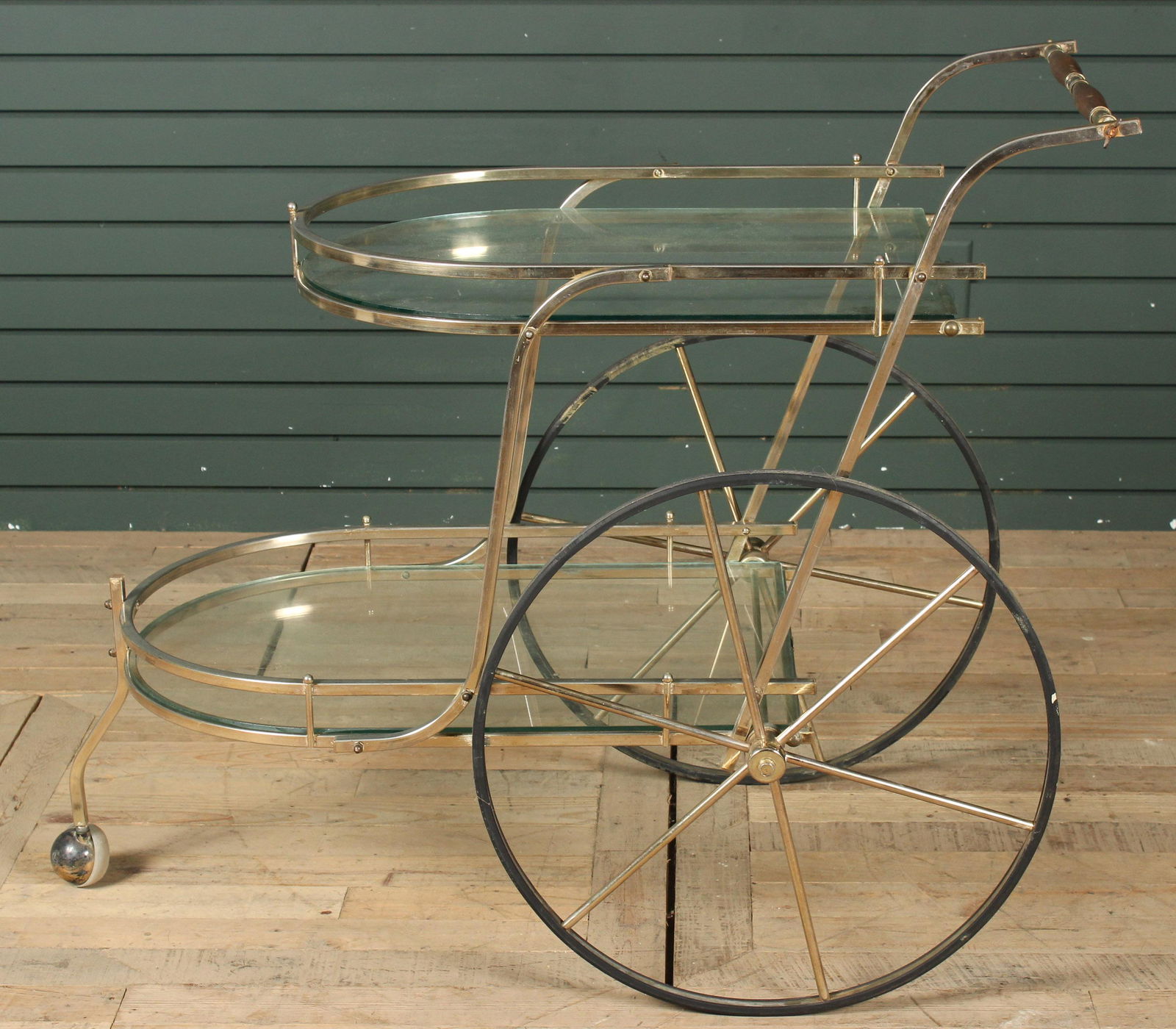 Vintage 2 Tiered Brass and Glass Bar Cart (1 of 6)