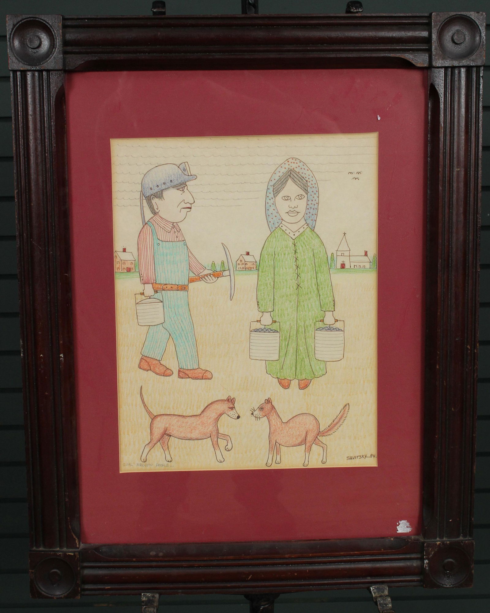 Jack Savitsky Pastel 1984: "Coal Region People" by Jack Savitsky Pastel 1984. Size: Frame 28" H x 22"W Sight 16" H x 12.5"W