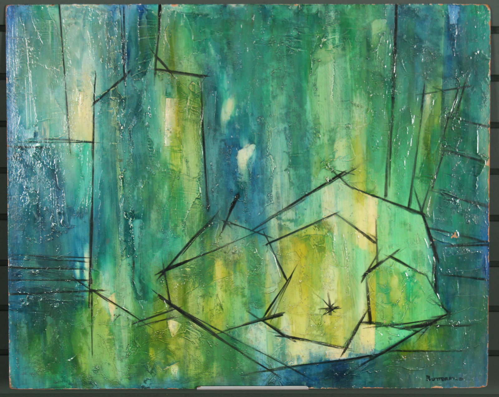 W Cortland Butterfield Abstract Painting: W Cortland Butterfield (20th C, American) Abstract Painting. Acrylic on board. Size: 24" H x 30" W