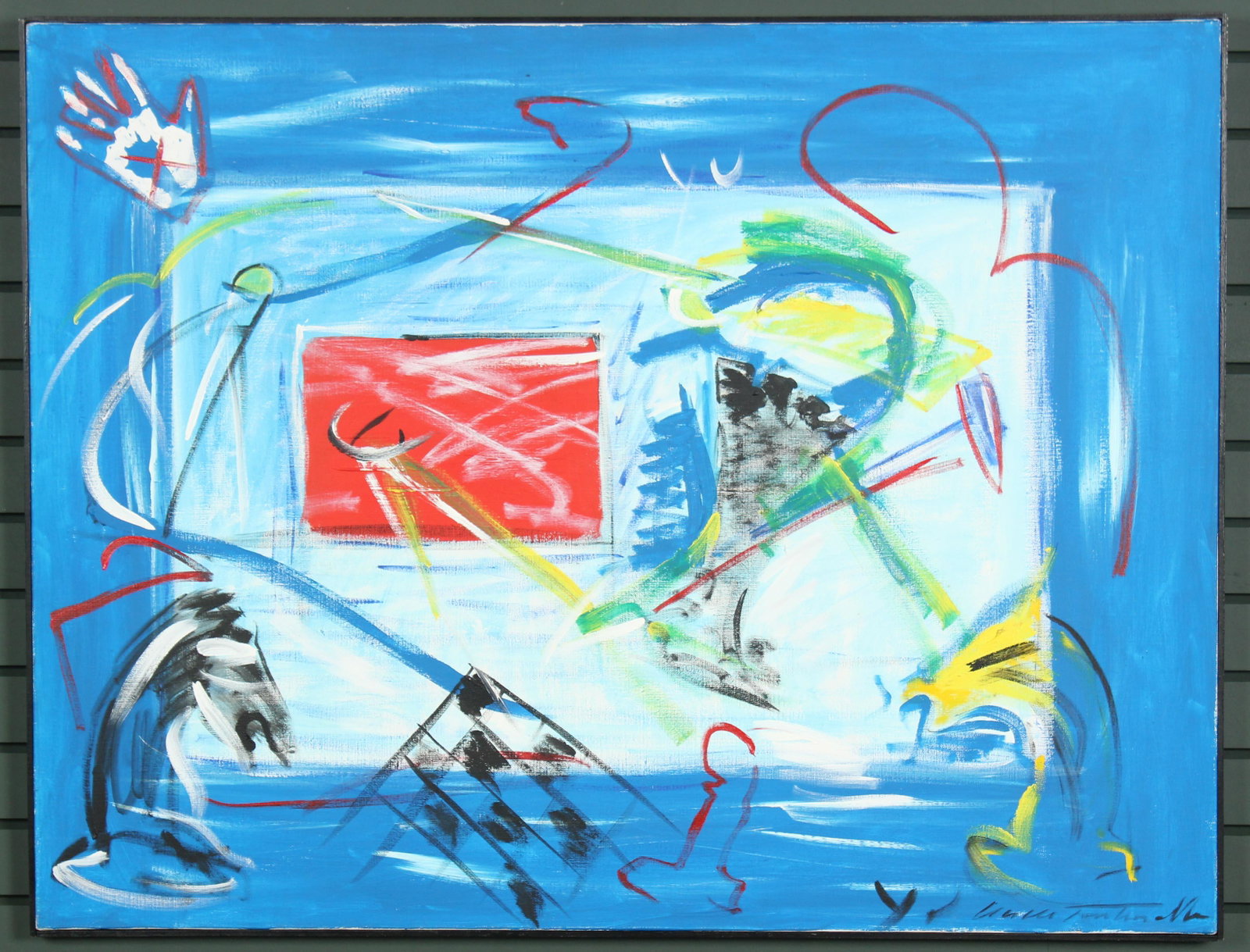 Lia De Fontenelle (b.1949): Lia De Fontenelle, "Untitled". Acrylic on Canvas. Size: Framed: 35.5" H x 46.5" W x 1" D; Sight: 35" H x 46" W