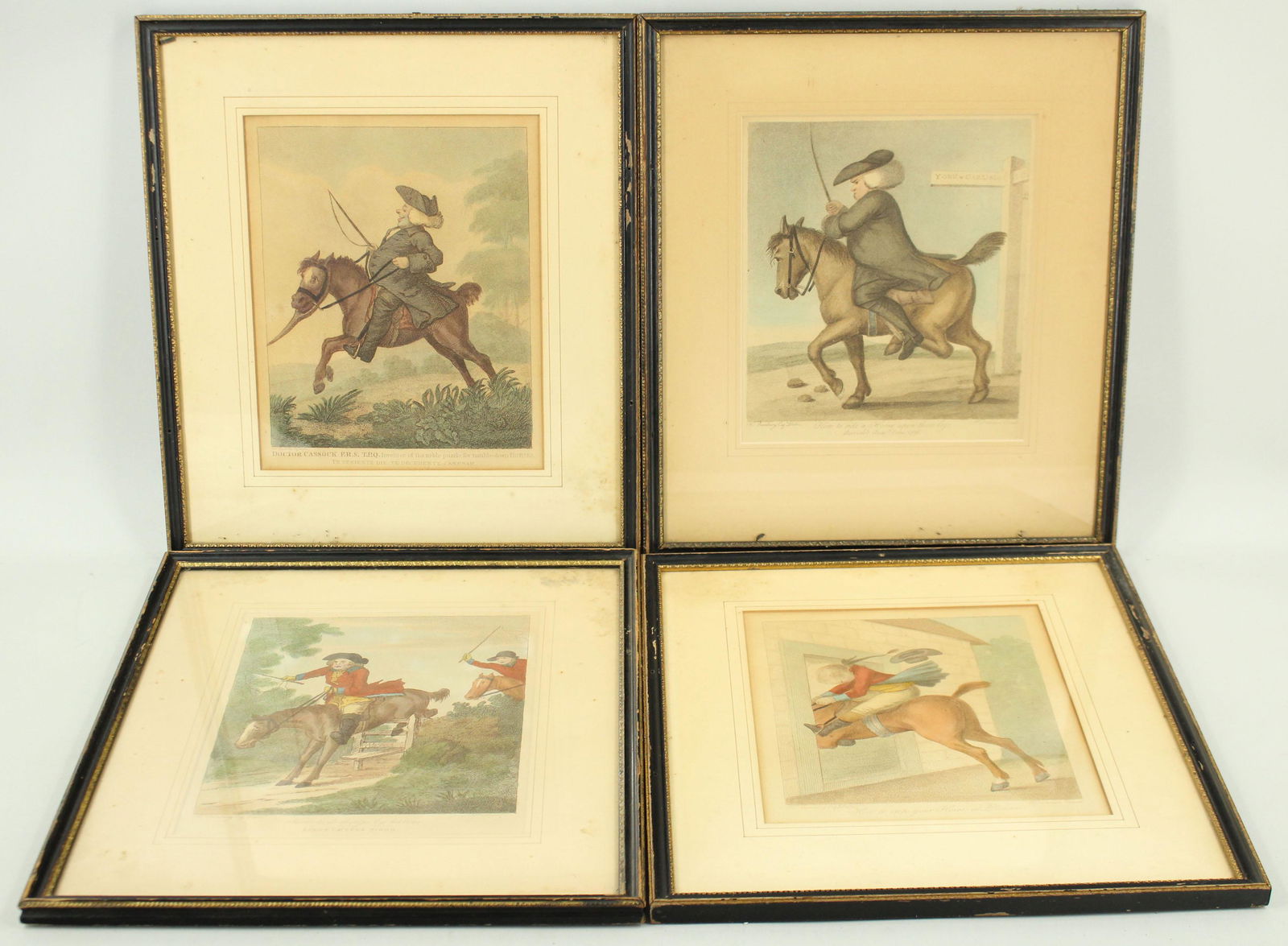 4 Antique Color Horseback Engravings (1 of 9)