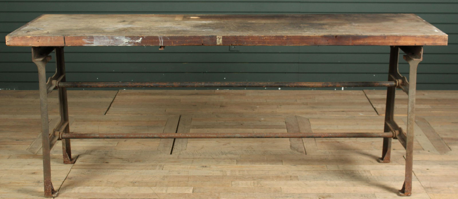 Vintage Industrial Table Having a Thick Wood Top (1 of 8)