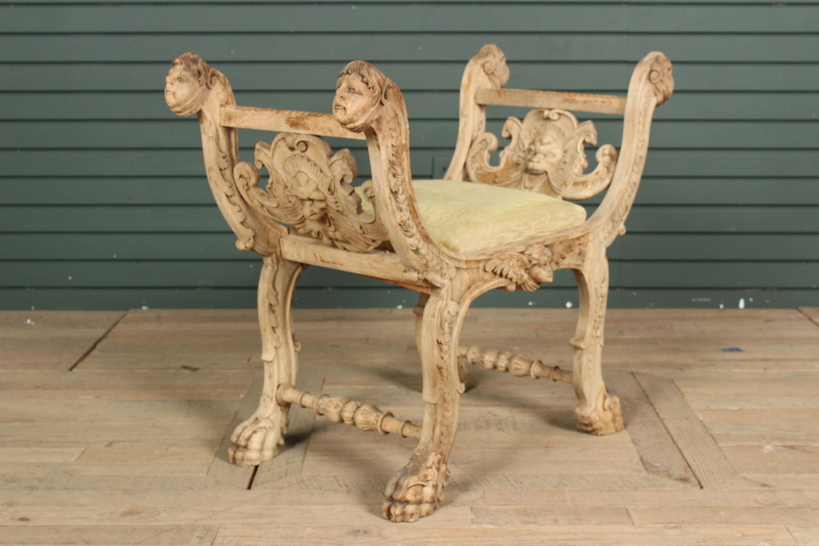Venetian Style Carved Wood Bench (1 of 7)