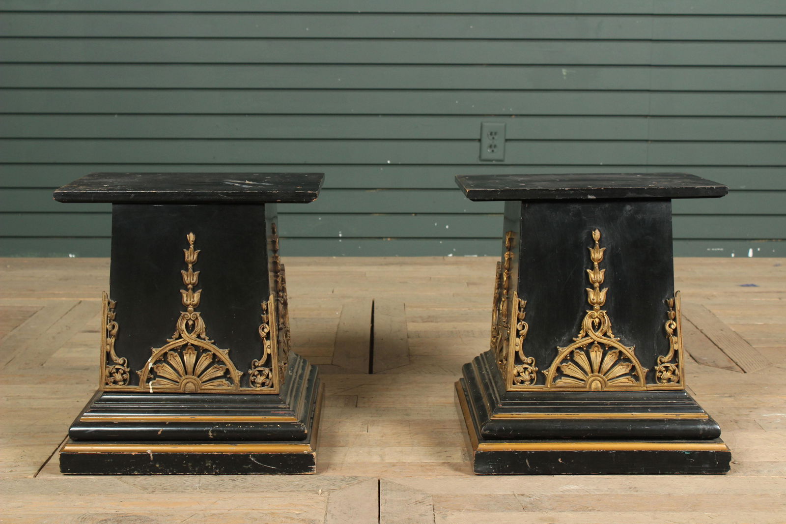 Pair Bronze Ormolu Mounted Ebonized Pedestals (1 of 7)