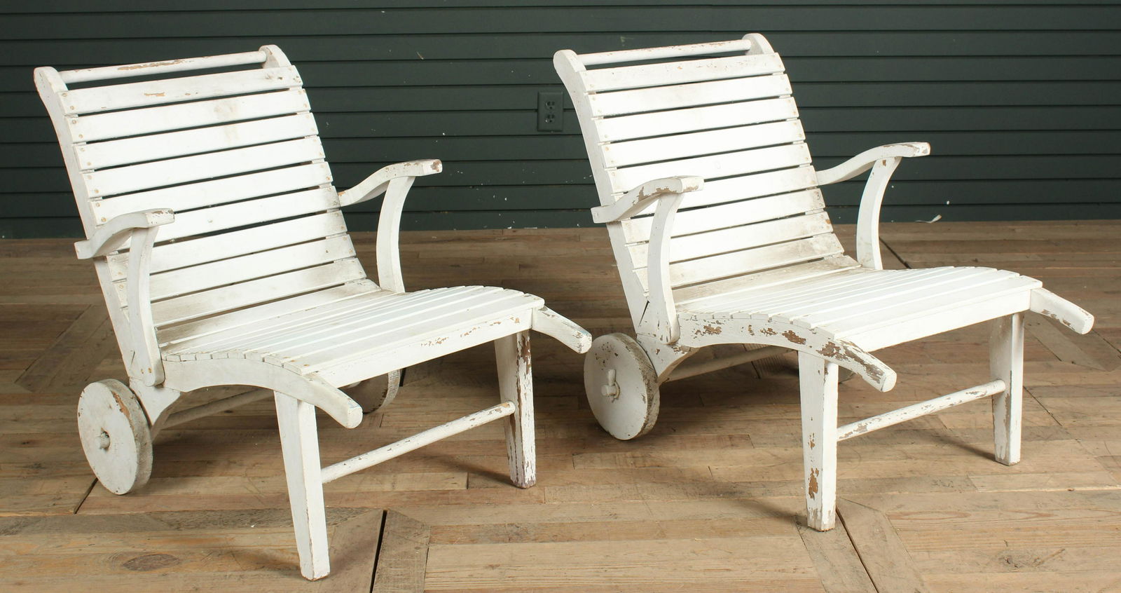 Pair Wood Terrace or Croquet Chairs (1 of 6)