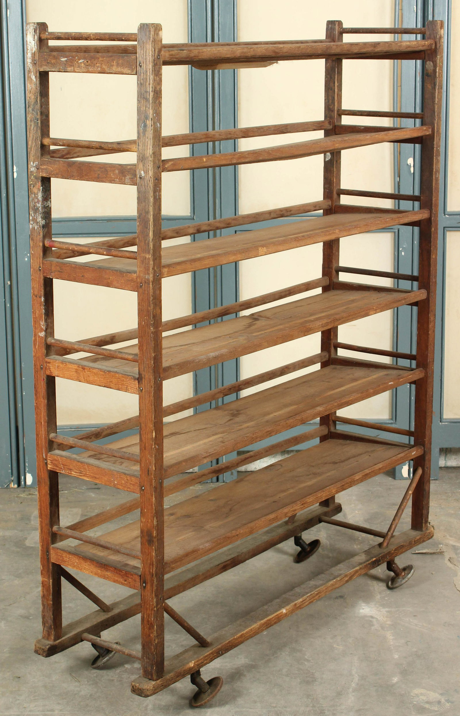 Industrial Wood Plank Rolling Shelf (1 of 7)
