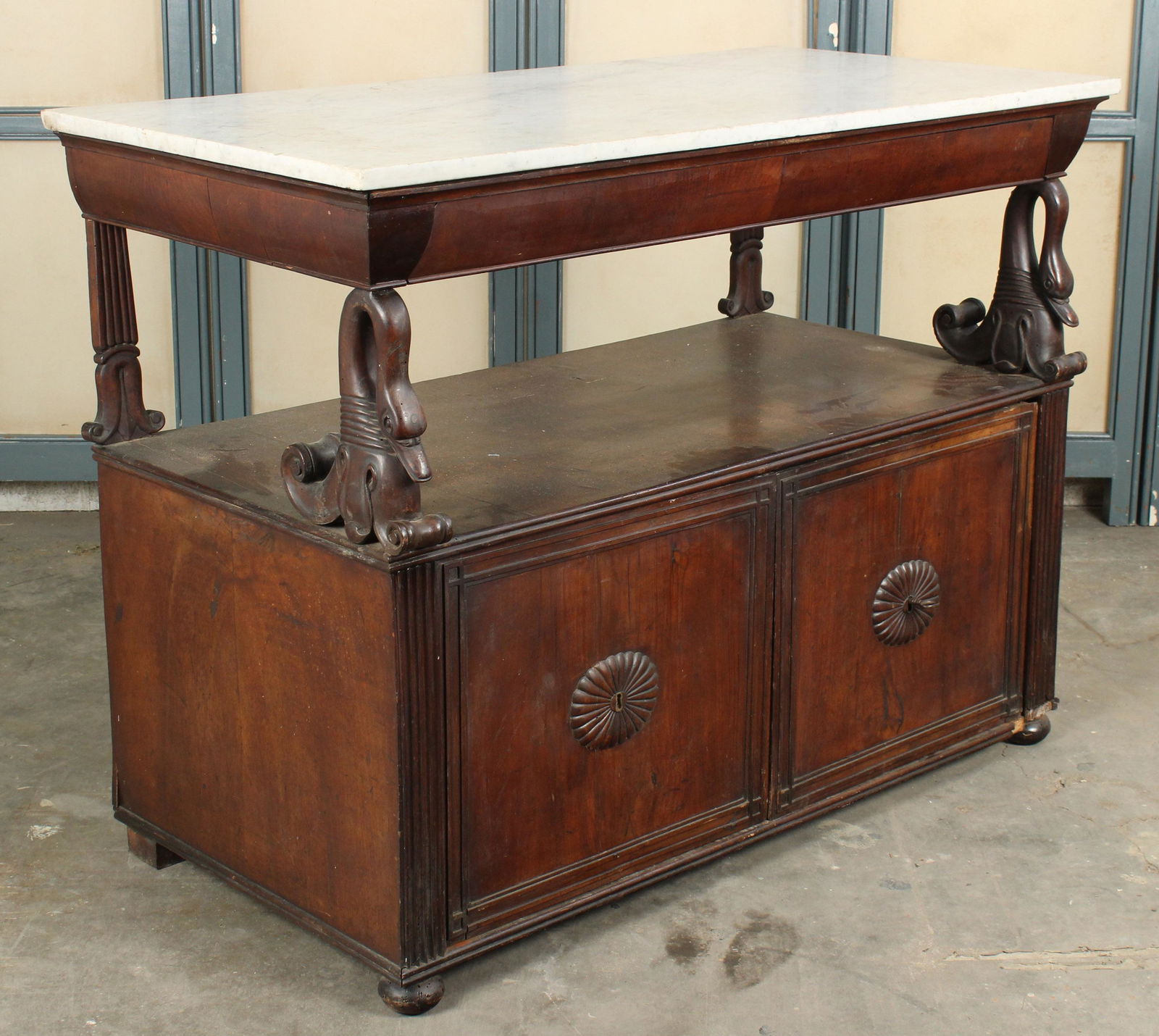 American Empire Style Marble Top Open Server (1 of 9)