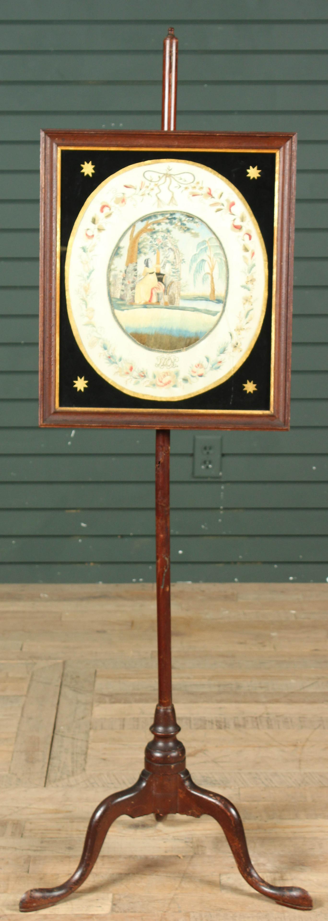 Queen Anne Style Needlepoint Fire Screen (1 of 9)