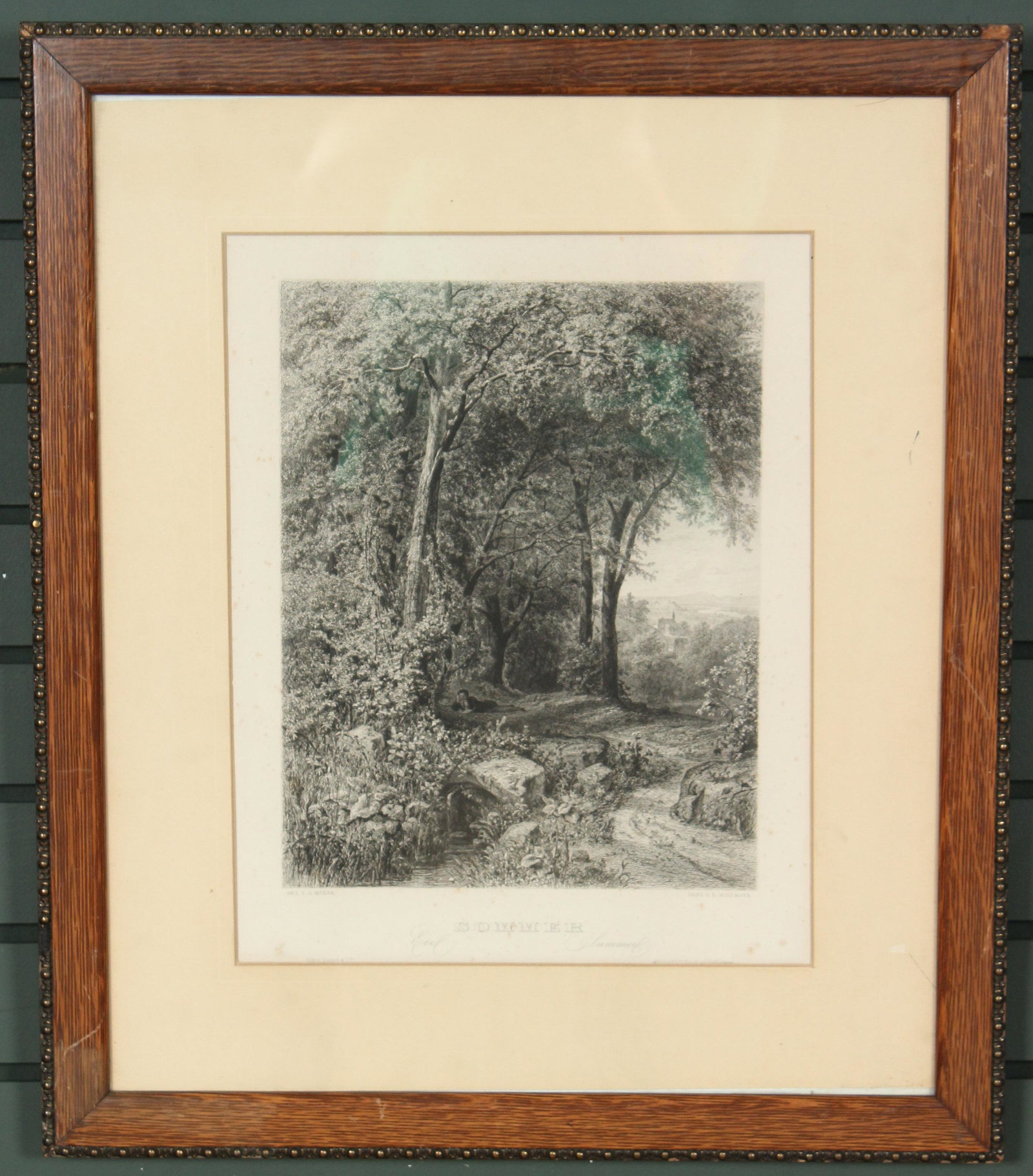 Goupil & Cie. Sommer Engraving: A framed engraving titled "Sommer". "Gez V.J. Marak" and "Gest V.E. Willmann". Paris. Goupil & Cie.Size: Framed: 24" H x 20.5" W x 1" D; Sight: 15.5" H x 12" W Provenance: Production of â€œDickins