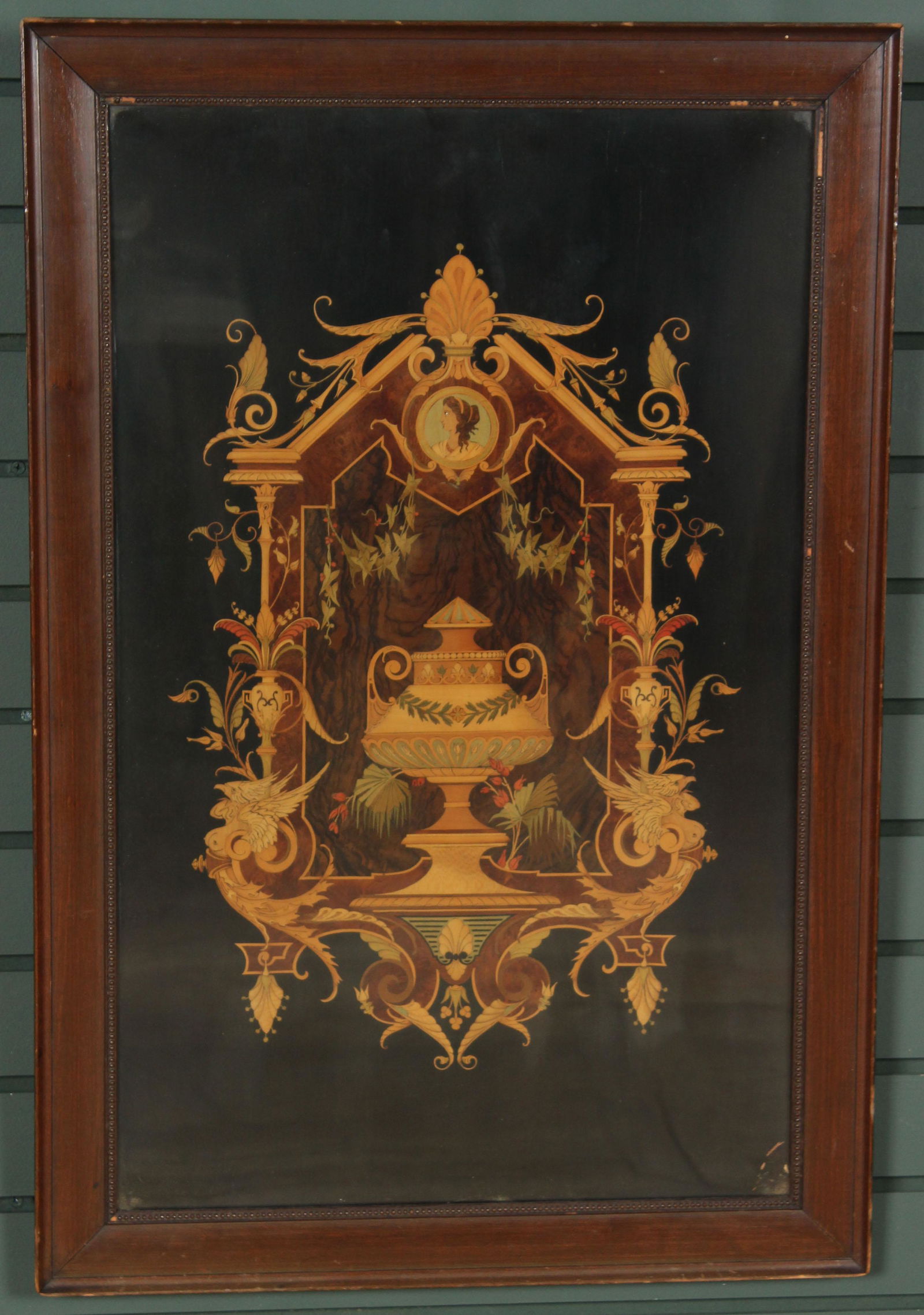 Antique Framed Marquetry Inlaid Panel (1 of 6)