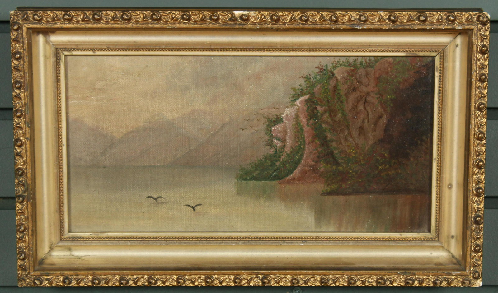 1884 Oil on Canvas Signed NMH: 1884 Oil on Canvas Signed NMH. Size: Framed: 9" H x 15.5" W x 2" D; Sight: 6" H x 12.5" W Provenance: Production of â€œDickinson”