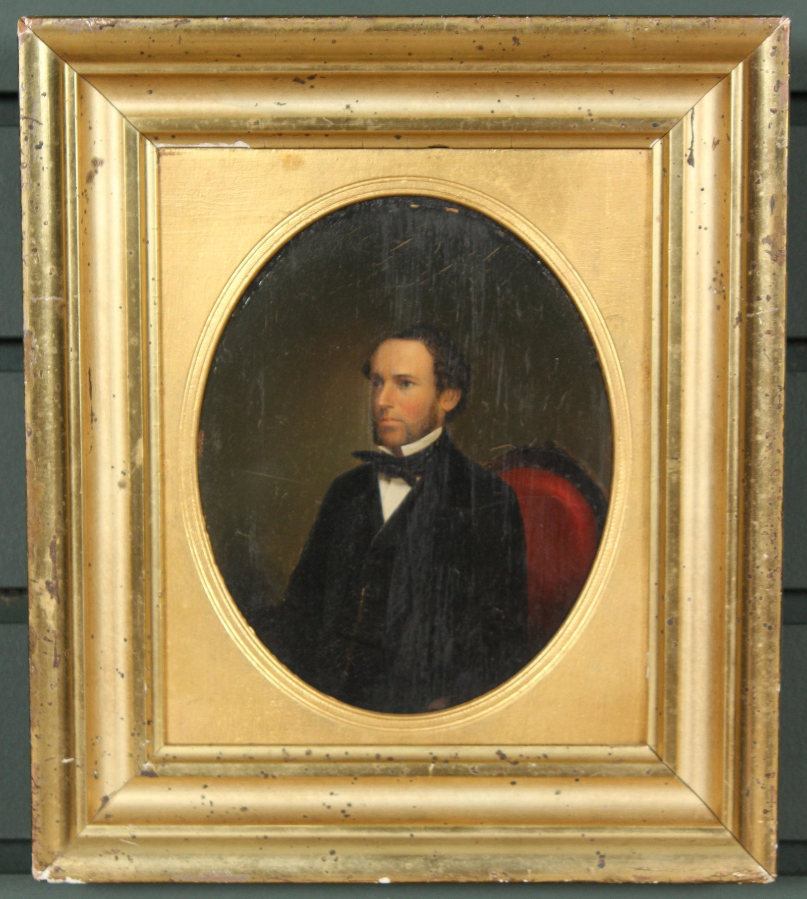 19th C Portrait of a Young Man Oil on Panel: 19th C Portrait of a Young Man Oil on Panel. Size: Framed: 10" H x 9" W x 1.5" D; Sight: 6" H x 5" W Provenance: Production of â€œDickinson”